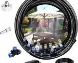 Misting System, 10M Irrigation System Outdoor Misting System Cooling System Ideal for Gazebo Garden Patio 12 Nozzle (Black) LIU-C-0914056 6286512050656