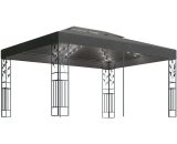 Gazebo with Double Roof&LED String Lights 3x4m Anthracite - Hommoo DDvidaXL3070299_UK 7685213073961