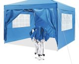Gazebo with Adjustable Sides, Outdoor Marquee Canopy, Awning for Beach Party Festival Camping and Wedding, 3mx3mx2.41/2.46/2.5m with Storage Box 1010480 665878252083