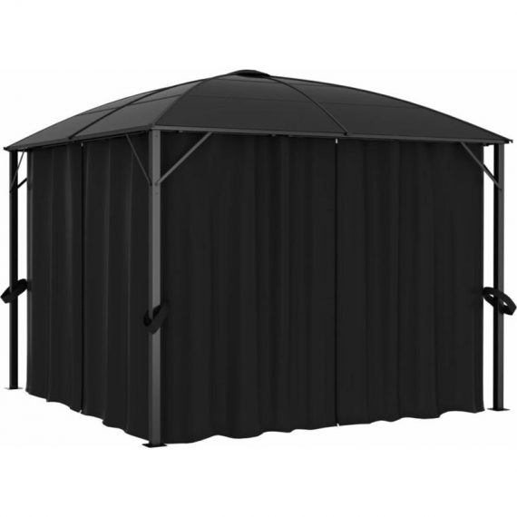 Gazebo with Curtains 300x300x265 cm Anthracite - Anthracite MM-44510