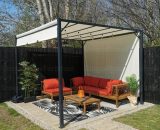 Unique-home-furniture - Metal Garden Pergola Retractable Gazebo Canopy Large Structure Sun Patio Awning 7444025092308