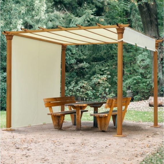 Unique-home-furniture - Metal Garden Pergola Retractable Gazebo Canopy Large Structure Sun Patio Awning 7444025092294