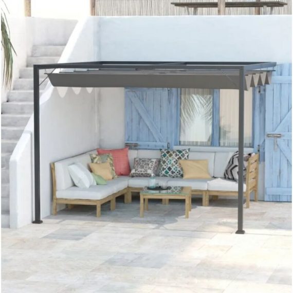Unique-home-furniture - Wall Mounted Pergola Outdoor Shelter Retractable Lean To Patio Gazebo Canopy 7444025092277