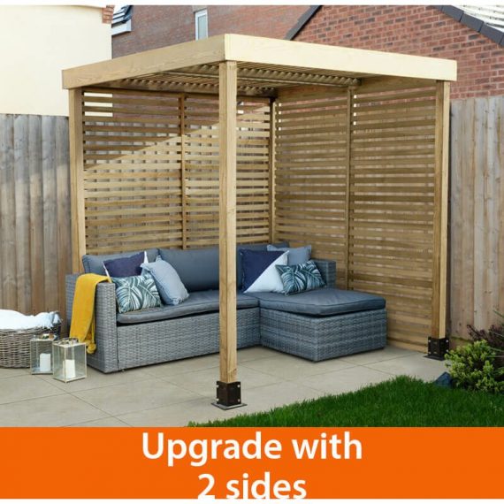 Modular Wooden Pergola 6'5 x 6'5 with Sides - Natural Timber MODPERG2PPKHD 5013053183168