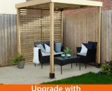 Modular Wooden Pergola 6'5 x 6'5 with Sides - Natural Timber MODPERG1PPKHD 5013053183151