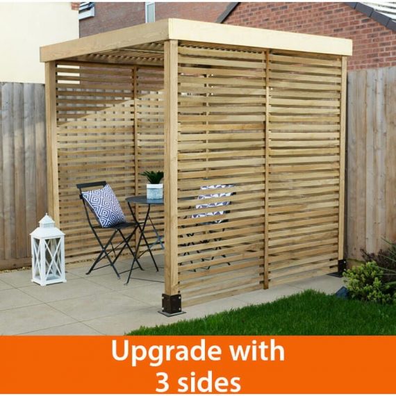 Modular Wooden Pergola 6'5 x 6'5 with Sides - Natural Timber MODPERG3PPKHD 5013053183175