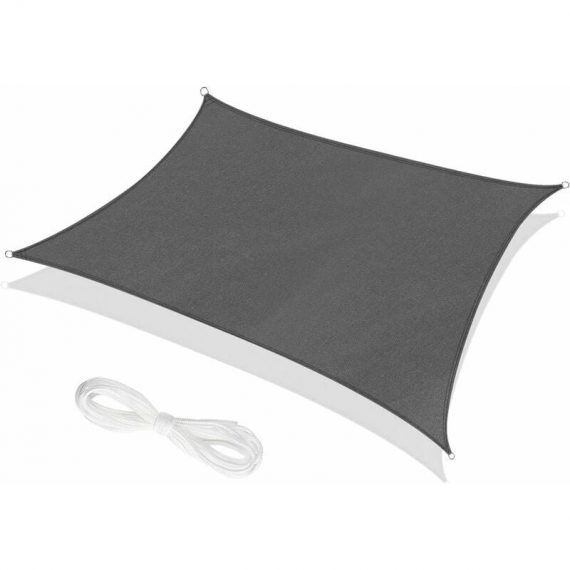 Gray Rectangle Shade Sail 3×3 Meters, Waterproof Canvas 95% UV Protection, for Outdoor, Garden & Patio, Lawn, Decking Pergola Y0045-UK1-230210-6351 4772783566566