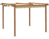 Outsunny 3 x 3 m Retractable Pergola Canopy w/ Aluminium Frame for Patio, Khaki - Khaki 5056602934644 5056602934644