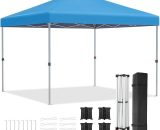 3 x 3 m Gazebo Folding Waterproof Pop Up Gazebo Canopy Tent Metal Frame Garden Outdoor Party Tent uv Protection with Carry Bag 4 Sandbags, Blue 786552984769 786552984769