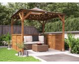 Dunster House Ltd. - Wooden Gazebo with Sides Erin 2.5m x 2.5m - Half Height Solid Wall Garden Shelter Pressure Treated Hot Tub Pavilion with Roof 3981 5055438715540