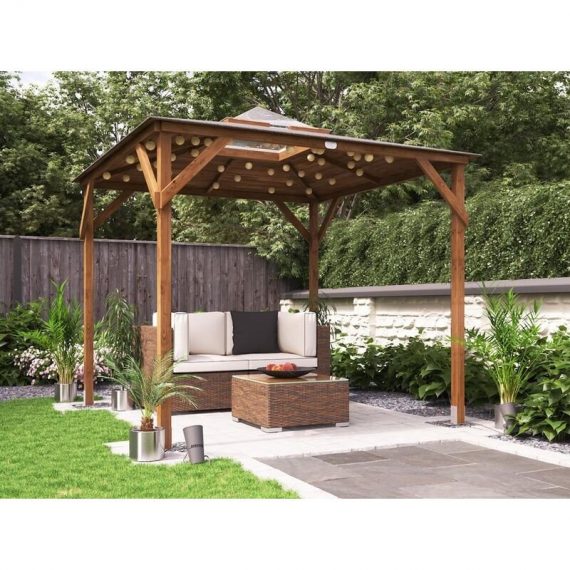 Dunster House Ltd. - Wooden Gazebo Erin 2.5m x 2.5m - Garden Shelter Pressure Treated Hot Tub Pavilion with Roof Felt 3801 5055438715526