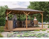 Dunster House Ltd. - Wooden Gazebo Utopia 430 4m x 3m - Heavy Duty Garden Shelter Pressure Treated and Roof Shingles 3914 5055438715533
