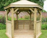 Forest - 3.0m Hexagonal Wooden Pressure Treated Garden Gazebo, Traditional Timber Roof 5013053163351 5013053163351