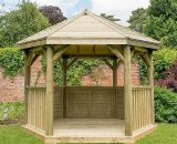 Forest - 3.6m Hexagonal Wooden Pressure Treated Garden Gazebo with Traditional Timber Roof 5013053163382 5013053163382
