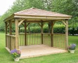Forest - 3.5m Square Wooden Pressure Treated Garden Gazebo with New England Cedar Roof 5013053163498 5013053163498