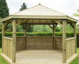 Forest - 4.7m Wooden Hexagonal Gazebo with Traditional Timber Roof 5013053163443 5013053163443