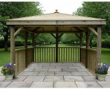 Forest - 3.5m Square Wooden Hot Tub Gazebo with Traditional Timber Roof - No Base 5013053163528 5013053163528