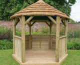 Forest - 3.0m Hexagonal Gazebo with Country Thatch Roof (Inc. Terracotta Roof Lining) 5013053164037 5013053164037