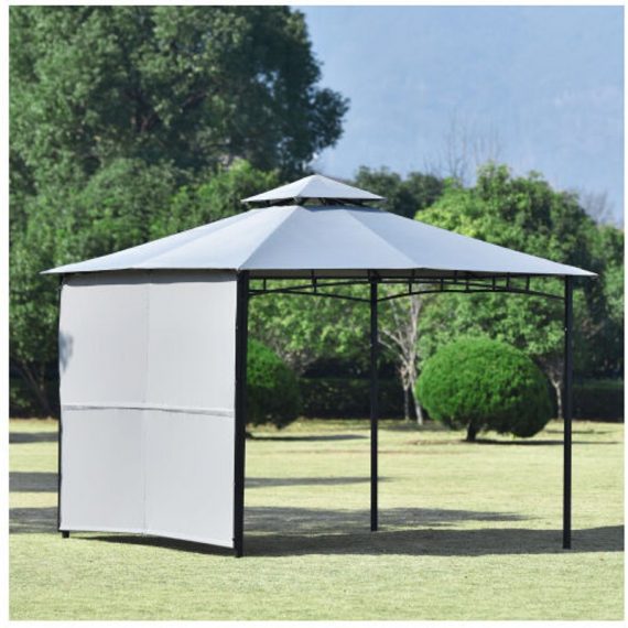 Radelldar - Metal Patio Gazebo, Wide Covered Area, with a Side Panel, Powder-Coated Steel, Robust Roof with Water-Repellent Coating, 180g/m² Outdoor DJYUK069 788499893463