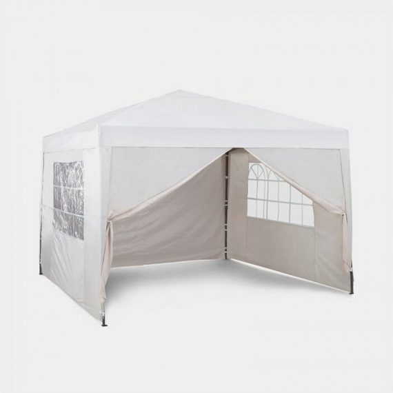Pop Up Gazebo 3x3m Set – Outdoor Garden Marquee with Water-resistant Cover & Leg Weight Bags - Ivory Colour - Vonhaus 2500391 5056115701221