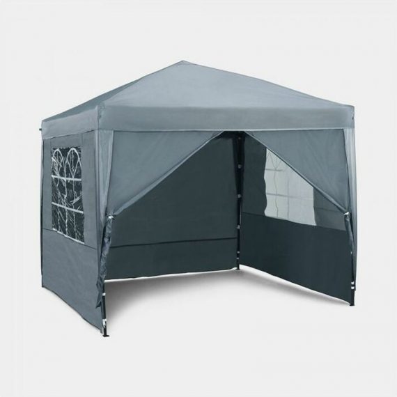 Pop Up Gazebo 2.5x2.5m Set – Outdoor Garden Marquee with Water-resistant Cover & Leg Weight Bags - Grey Colour - Vonhaus 2500388 5056115701559