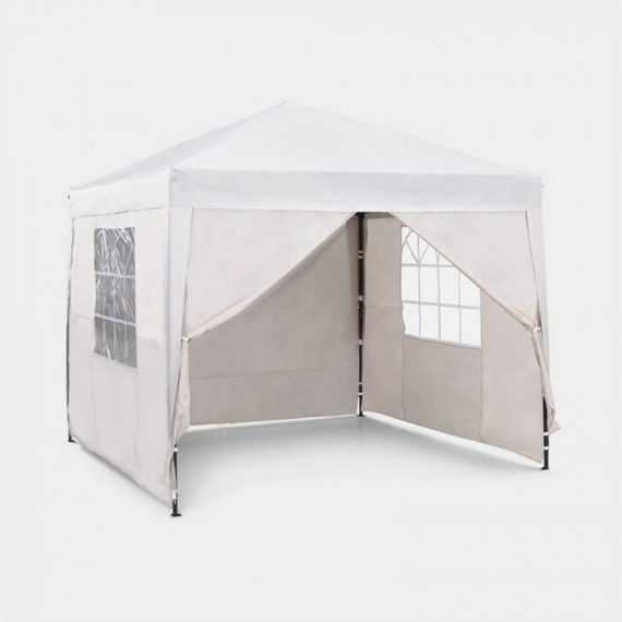 Pop Up Gazebo 2.5x2.5m Set – Outdoor Garden Marquee with Water-resistant Cover & Leg Weight Bags - Ivory Colour - Vonhaus 2500389 5056115701214