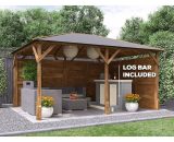 Dunster House Ltd. - Garden Bar Gazebo 4m x 3m Utopia - Heavy Duty Garden Shelter with Log Bar Included 8135 5055438719654