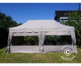 Pop up gazebo FleXtents Pop up canopy Folding tent PRO Peaked 4x8 m Latte, incl. 6 sidewalls and 6 decorative curtains - Latte 5710828891548 5710828891548