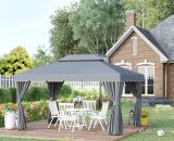 Outsunny 3 x 4m Aluminium Alloy Gazebo Marquee Canopy Pavilion Patio Garden Party Tent Shelter with Nets and Sidewalls - Grey 84C-101GY5056534566739