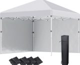 Outsunny 3 x 3 (M) Pop Up Gazebo with 2 Sidewalls, Leg Weight Bags and Carry Bag, Height Adjustable Party Tent Event Shelter for Garden, Patio, White 84C-403V00WT5056602938727