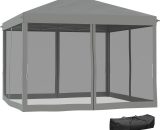 Outsunny 3 x 3 m Pop Up Gazebo, Garden Tent with Removable Mesh Sidewall Netting, Carry Bag for Backyard Patio Outdoor Light Grey 840-014V01LG5056602953522