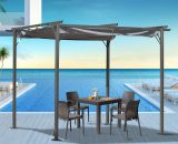 Outsunny 3x3 (m) Metal Pergola Gazebo Awning Retractable Canopy Outdoor Garden Sun Shade Shelter Marquee Party BBQ Grey 84C-093GY5056399144714