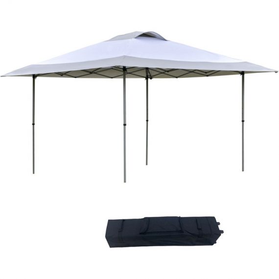 Outsunny 4 x 4m Pop-up Canopy Gazebo Tent with Roller Bag & Adjustable Legs Outdoor Party, Steel Frame, White 84C-247WT 5056399144639