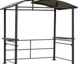 Outsunny 2.4 x 1.5m Grill Gazebo Outdoor BBQ Gazebo Canopy with Side Shelves Hanging Poles Great Ventilation PC Board 84C-237 5056399145407