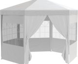 Outsunny 3.4m Gazebo Canopy Party Tent with 6 Removable Side Walls for Outdoor Event with Windows and Doors, White 84C-196 5056399147067