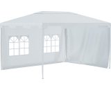 Outsunny 3 x 4 m Garden Gazebo Shelter Marquee Party Tent with 2 Sidewalls for Patio Yard Outdoor - White 84C-328V01WT 5056534571245