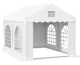 Outsunny 4 x 3 m Gazebo Canopy Party Tent with 4 Removable Side Walls and Windows for Outdoor Event, White 84C-316V01 5056534576912