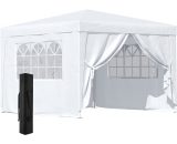 Outsunny 3mx3m Pop Up Gazebo Party Tent Canopy Marquee Waterp Resistant Free Storage Bag White 100110-067W 5060265996406