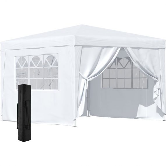 Outsunny 3mx3m Pop Up Gazebo Party Tent Canopy Marquee Waterp Resistant Free Storage Bag White 100110-067W 5060265996406