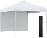 Outsunny 3x(3)M Pop Up Gazebo Tent with 1 Sidewall, Roller Bag, Adjustable Height, Event Shelter Tent for Garden, Patio, White 84C-278WT 5056534573812
