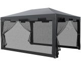 Outsunny 4 m x 3 m Gazebo Party Tent Outdoor Canopy Garden Sun Shade w/ Mesh Sidewalls, Dark Grey 84C-022GY 5056534571283