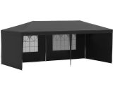 Outsunny 6 x 3 m Party Tent Gazebo Marquee Outdoor Patio Canopy Shelter with Windows and Side Panels Black 840-062BK 5056534552688