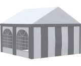 Outsunny 4 x 4m Galvanised Party Tent, Marquee Gazebo with Sides, Four Windows and Double Doors, for Parties, Wedding and Events 84C-375V01GY 5056602934040