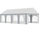 Outsunny 8 x 4m Galvanised Party Tent, Marquee Gazebo with Sides, Eight Windows and Double Doors, for Parties, Wedding and Events 84C-375V03GY 5056602934088