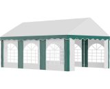 Outsunny 6 x 4m Garden Gazebo with Sides, Galvanised Marquee Party Tent with Six Windows and Double Doors, for Parties, Wedding and Events 84C-369V01GN 5056602933685