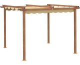 Outsunny 3 x 3 m Outdoor Pergola Canopy Patio Gazebo Sun Shelter with Retractable Roof Aluminium Frame for Garden, Khaki 84C-287V00KK 5056602934644