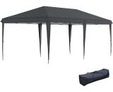 Outsunny 3 x 6 m Pop Up Gazebo, Foldable Canopy Tent, Height Adjustable Wedding Awning Canopy w/ Carrying Bag, Black 84C-118V02BK 5056602961220