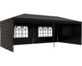 Outsunny 6 x 3 m Party Tent Gazebo Marquee Outdoor Patio Canopy Shelter with Windows and Side Panels, Black 840-062V01BK 5056602964528