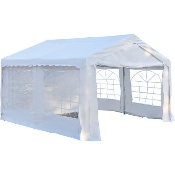 Outsunny Gazebo Marquee Party Tent, Steel Frame, 4x4 m-White 01-0807 5060348504597