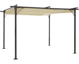 Outsunny 3.5M X 3.5M Metal Pergola Gazebo Awning Retractable Canopy Outdoor Garden Sun Shade Shelter Marquee Party BBQ, Beige 84C-092 5056029823200